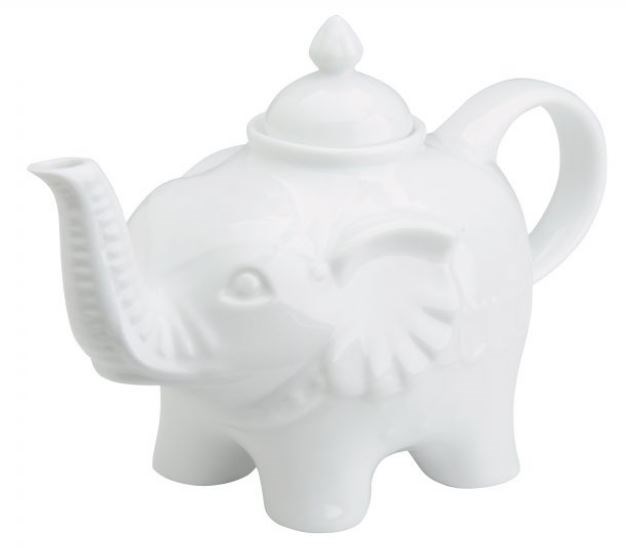 Teapot Elephant China White 90cl