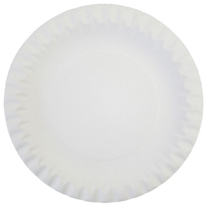 Plate Paper Round Uncoated Recyled White 9in