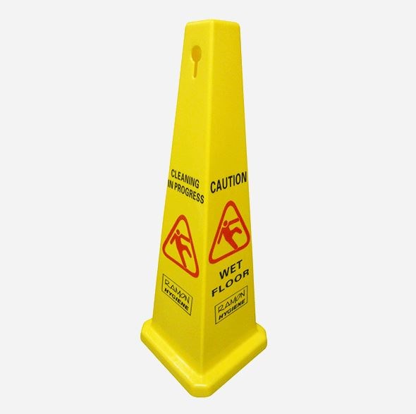 Safety Cone Imprinted in Wet Floor Warningin Yellow