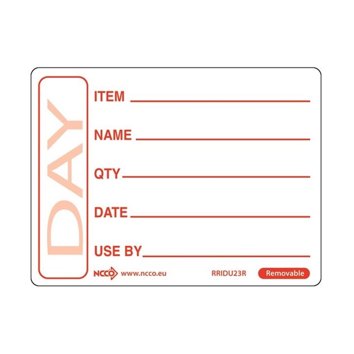 Label Use By Red Removable 50 x 65mm
