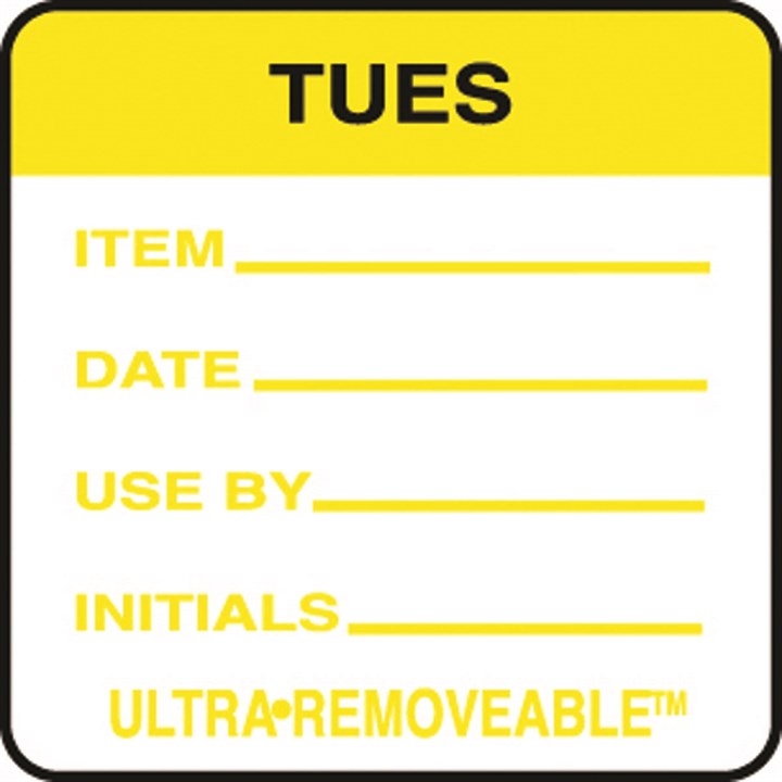 Removable Food Rotation Label Tuesday
