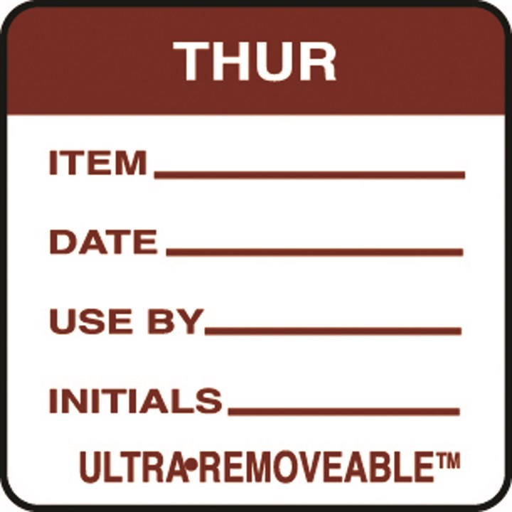 Removable Food Rotation Label Thursday