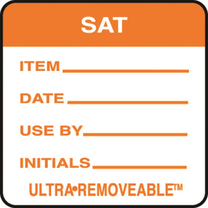 Removable Food Rotation Label Saturday