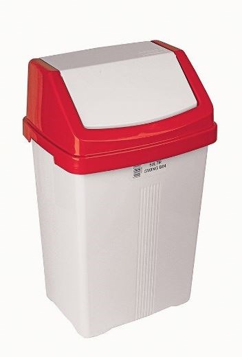 White Swing Bin With Red Top 50L