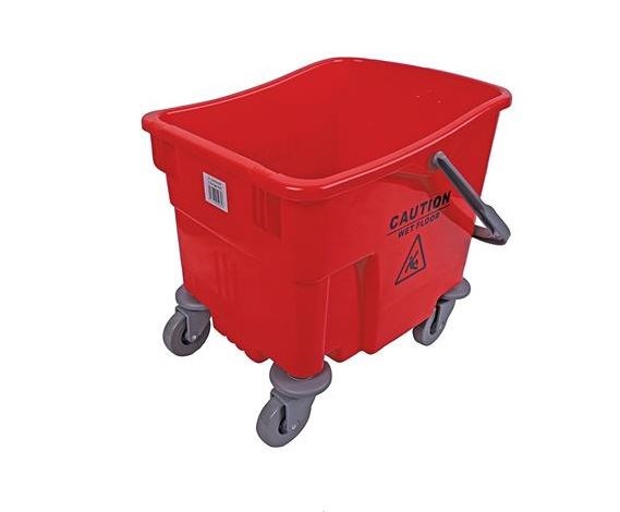 'Wet Floor-Caution' Red Mop Bucket