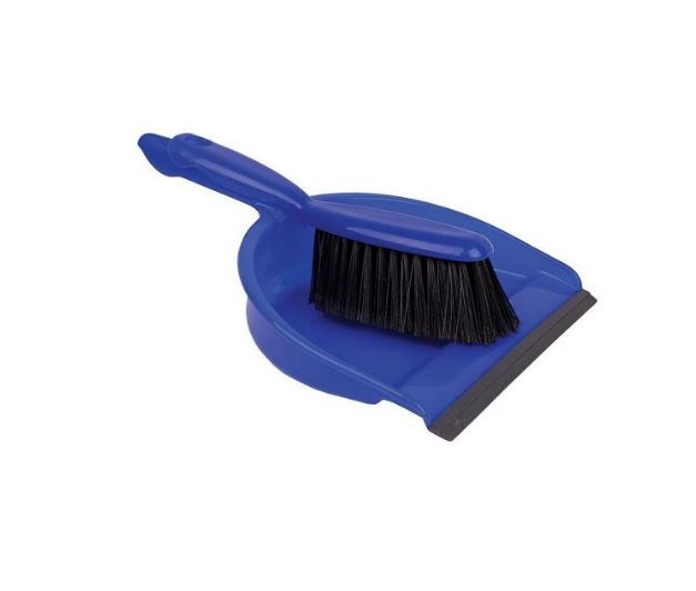 Dustpan & Soft Hand Brush Blue Plastic