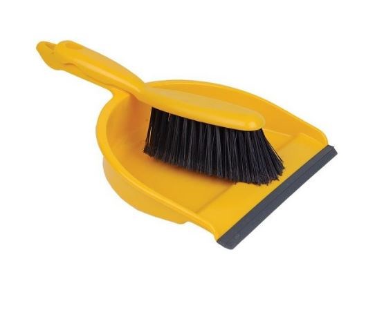 Dustpan & Soft Hand Brush Yellow Plastic