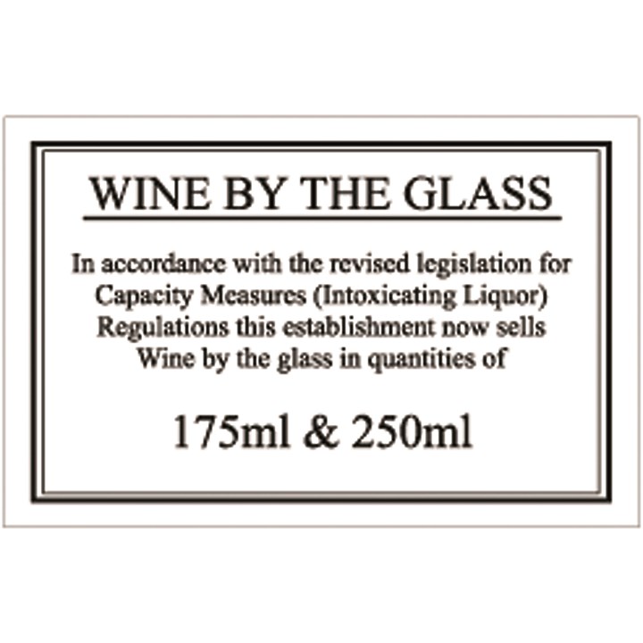Wine By The Glass Sign 175ml & 250ml