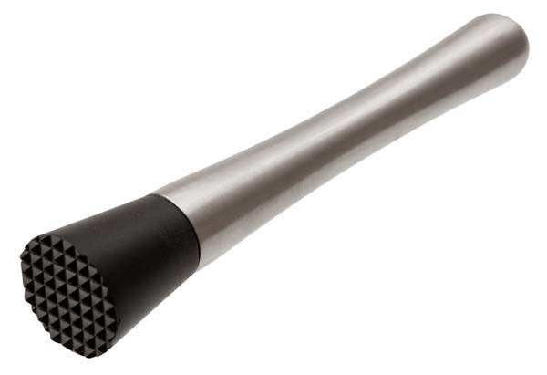 Stainless Steel Muddler With Black Plastic Diamond Head 21cm