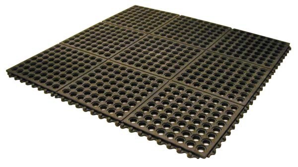 Floor Mat Rubber 90 x 90 x 1.2cm Black Interlock