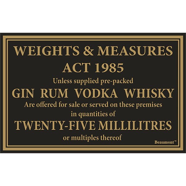 Weights & Measure 1985 Act 25ml Sign