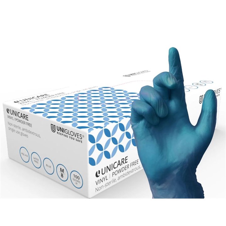 Gloves Vinyl Blue Powder free Medium