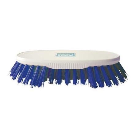 White Scrubbing Brush With Stiff Blue Bristles