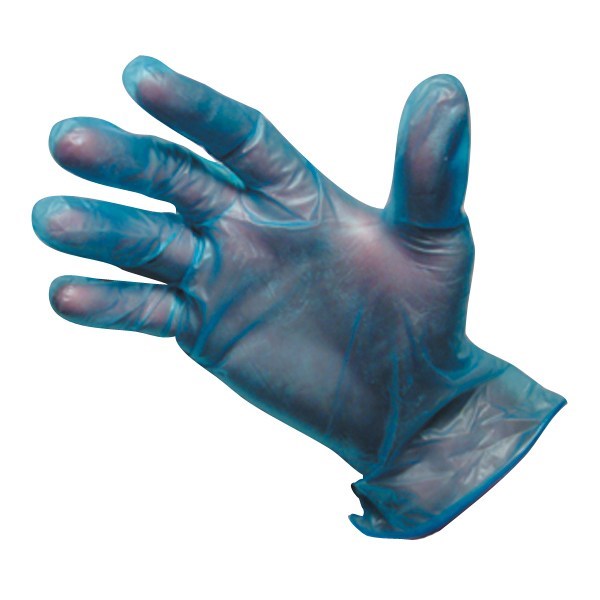 Gloves Vinyl Blue Powdered Large