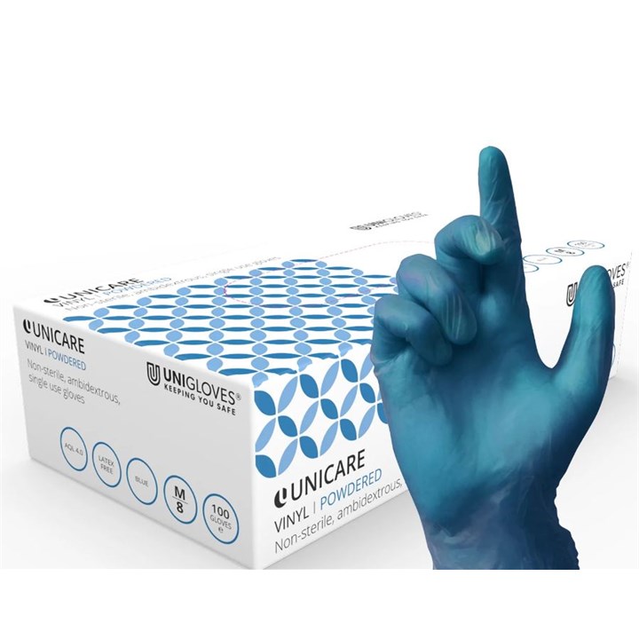 Gloves Vinyl Blue Powdered Large