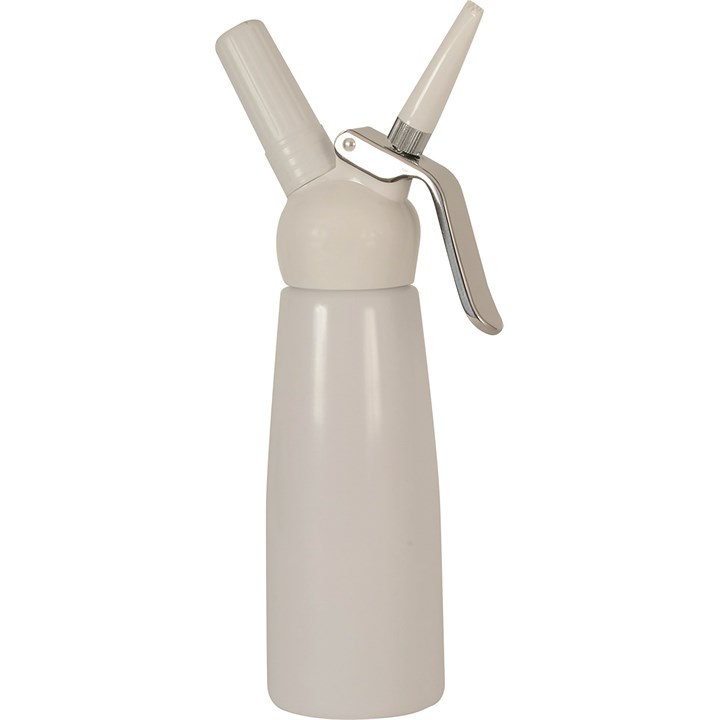 White Coated Aluminium Bar Cream Whipper & 10 Bulbs 0.5L