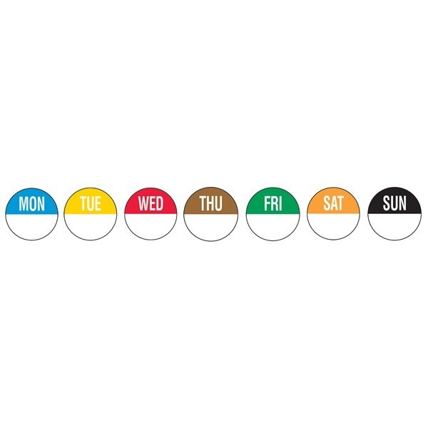 Label Complete 7 Day Week Set 19mm