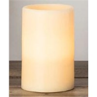 Pillar Candle Natural Ivory Battery 6.5x5cm Amber