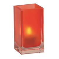 Red Frosted Glass Tall Cube Holder 13x7cm