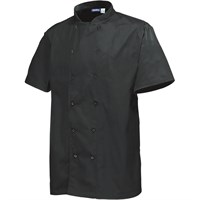 Black Traditional Short Sleeve Chef's Jacket Medium