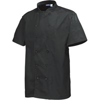 Black Traditional Short Sleeve Chefs Jacket Small