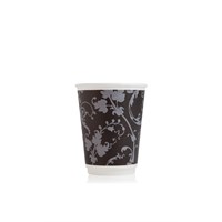 Black Floral Paper Hot Cup 30.4cm (12oz)