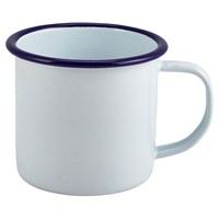 Enamelware Mug White With Blue Rim 36cl 12.5oz