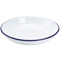 Enamelware Pasta Plate White With Blue Rim 22cm