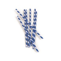 Straw Paper Stripe Blue 20cm 6mm D