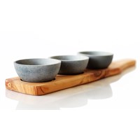 Soapstone Condiment Trio With Cedar Paddle