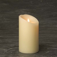 Pillar Candle Ivory Wax Finish 4x7in  Battery