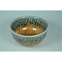 Rustic Bowl Brown With Blue 13x7cm