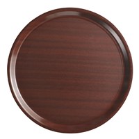 Tray Round Mahogany Brown Nonslip 43cm