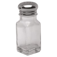Salt/Pepper Shaker Glass Square Chrome Top 2oz