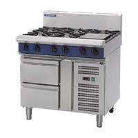 Blue Seal 6 Burner Cooktop Refrigerated Base
