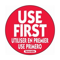 Label Use First Red 50mm Removable
