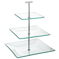 Cake/Display 3 Tiered Square Glass Plate