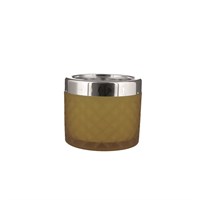 Ashtray Winproof Amber Glass Chrome Li 9.6x6.7cm