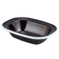 Pie Dish Rect Enamel Black White Rim 16cm