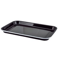 Enamel Serving Tray Black with White Rim 33.5x23.5x2.2cm