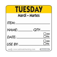 Label TUES 5cm sq UltraRemovable Food