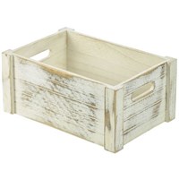 Wooden Crate White Wash Finish 34x23x15cm