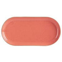 Oblong Plate Coral Orange Narrow Rim 30cm