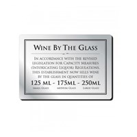 Wine by glass 125 175 and 250 ml Sign Aluminium