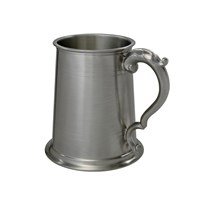 Double Lined Antique Handled Pewter Tankard 1Pt