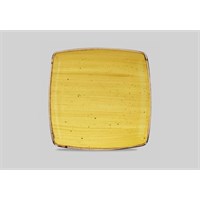 Plate Deep Square Stonecast Mustard 26.8cm 10.5in