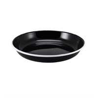 Enamel Rice/Pasta Plate Black White Rim 20cm