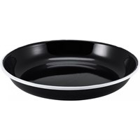 Enamel Rice/Pasta Plate Black with White Rim 24cm