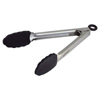 St/St Locking Tongs with Silicone Tip 23cm/9