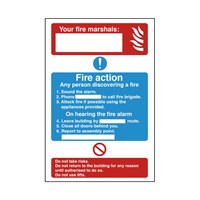 Sign Dual Fire Marshal & Fire Action Safety